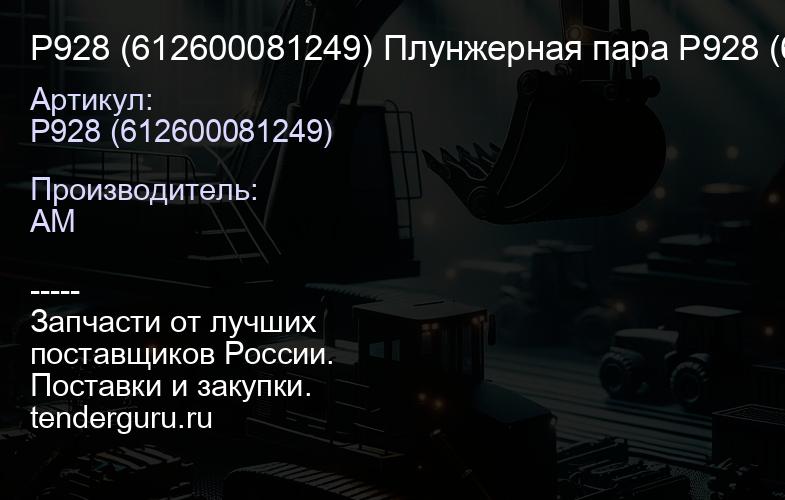 P928 (612600081249) Плунжерная пара P928 (612600081249) ^ | купить запчасти